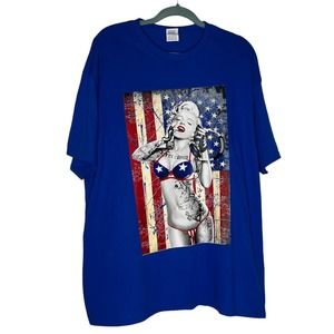 Delta Pro Weight Men's T-shirt Size XL in Blue w/Marilyn Monroe in Bikini